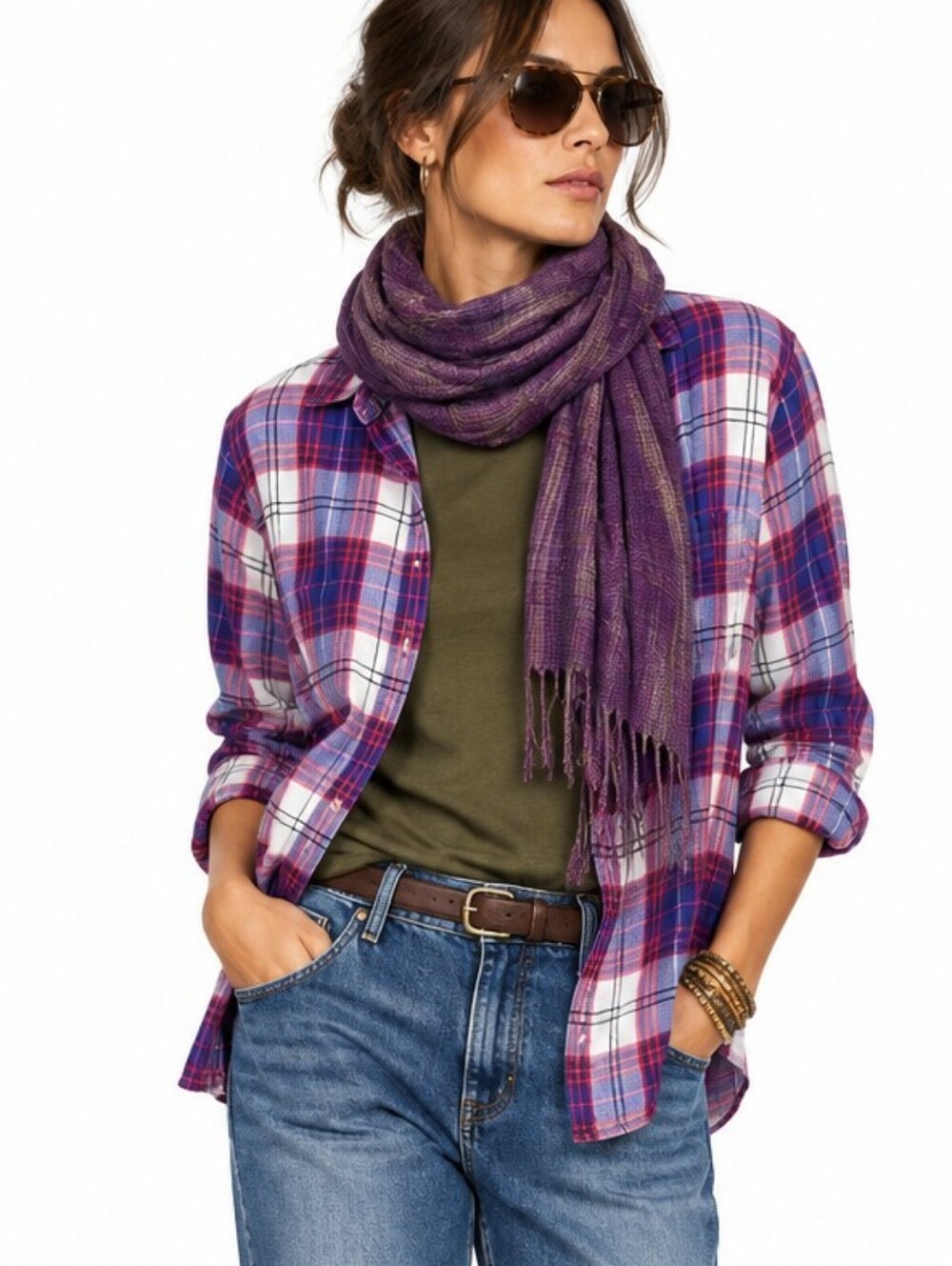 Old Navy classic blue red plaid flannel shirt S